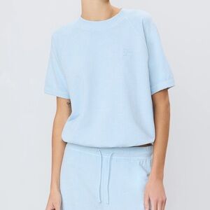 Eterne short sleeve raglan sweatshirt in dusty blue NWT